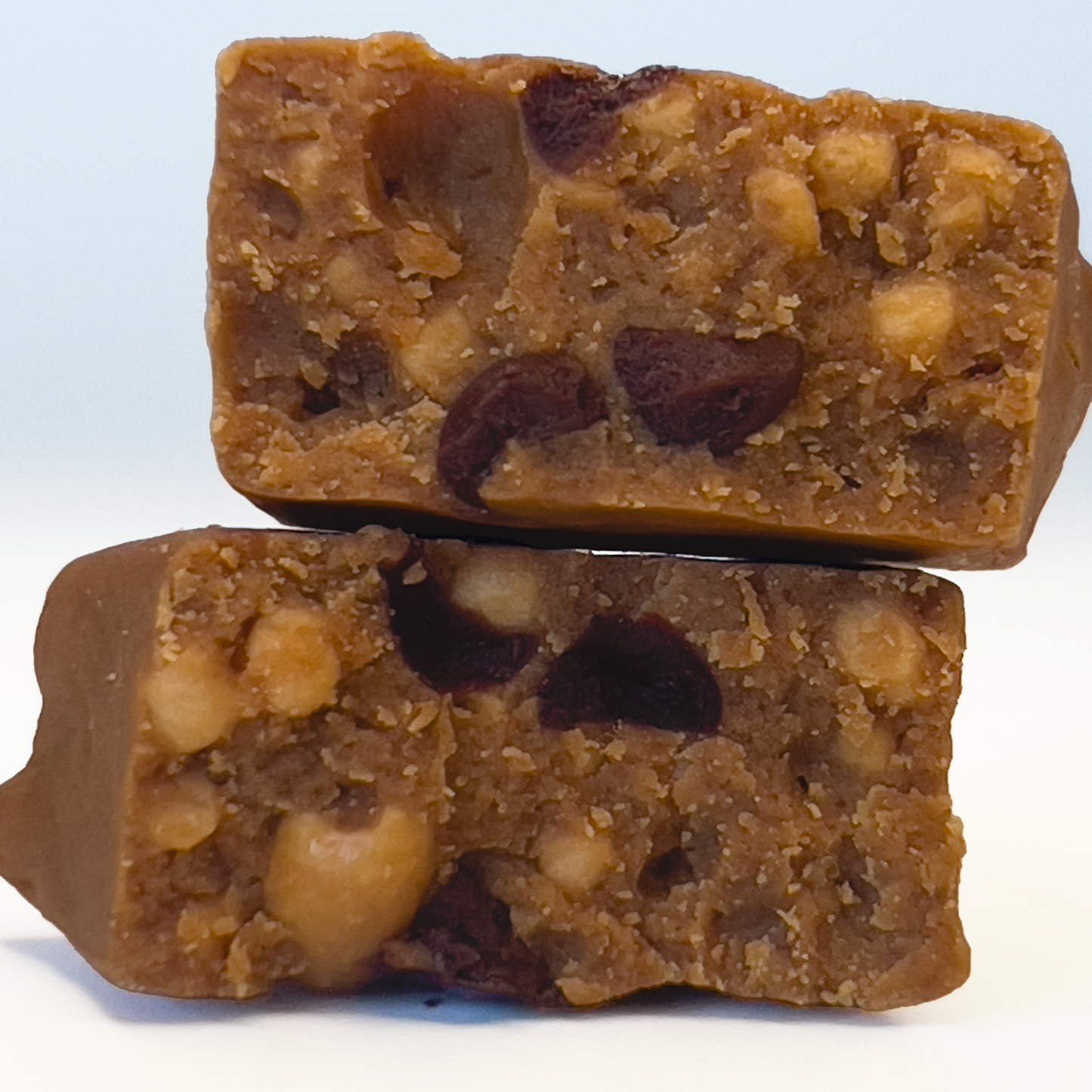 Peanut Butter Chocolate Chip Healthy Protein Bars Keto Organic Close Up Texture