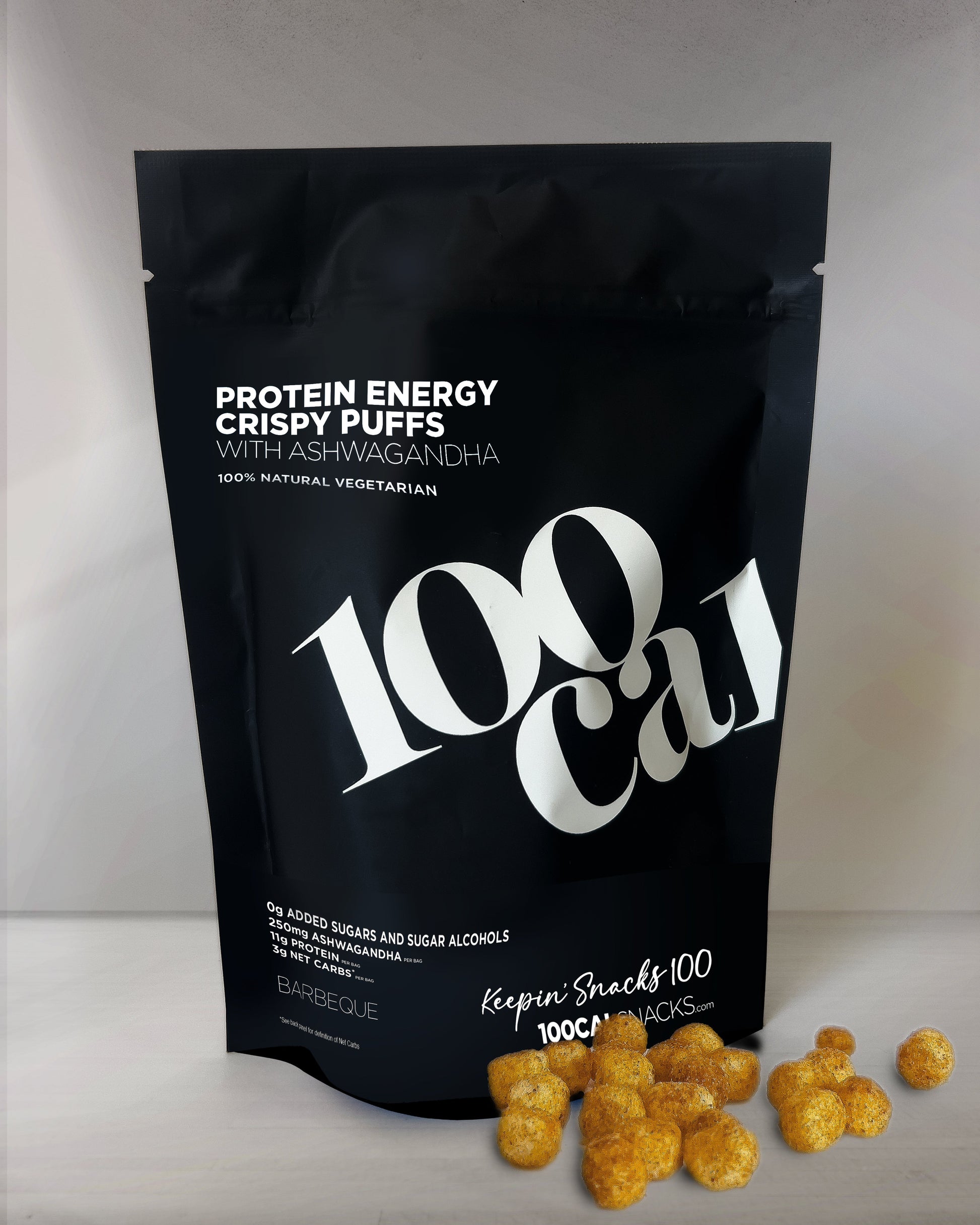 Bag Of Barbeque Protein Puffs High Energy Low Carb Crispy Healthy Snacks